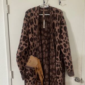 SKIMS Brown Leopard-Texture Cozy Robe